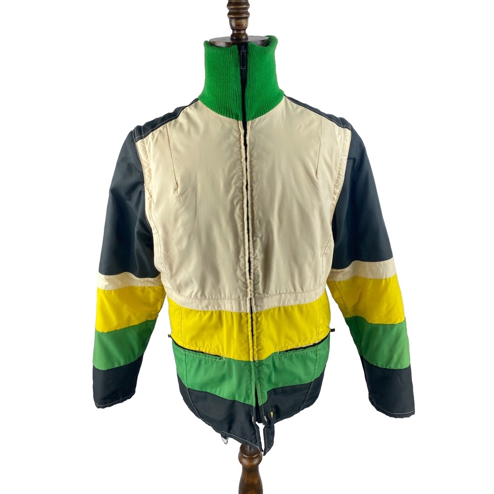 John Deere Mens (Fits S/M) Beautiful Bodyguards Zip Jacket Vtg 70s Snowmobile‎